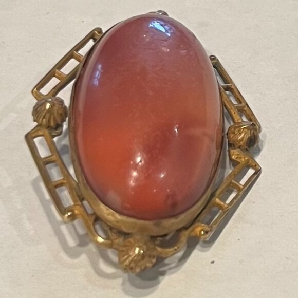 Romantic Antique Pink & Gold Brooch - Picture 4 of 5